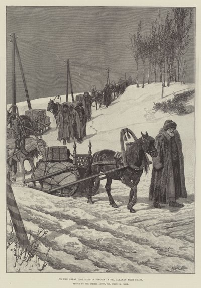 On the Great Post Road in Siberia, a Tea Caravan from China by Julius Mandes Price